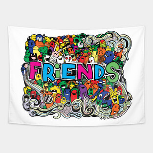 doodle friends monster Tapestry