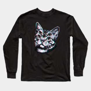 Psychedelic Cat (3D vintage effect) Long Sleeve T-Shirt