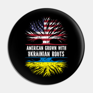 American Grown with Ukrainian Roots USA Flag Pin