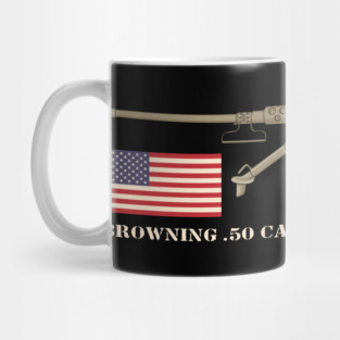 M2 Browning American WW2 Machine Gun Diagram USA Flag Gift Mug