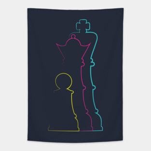 Colorful chess pieces Tapestry