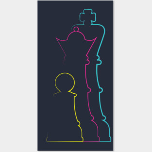 Colorful chess pieces Posters and Art