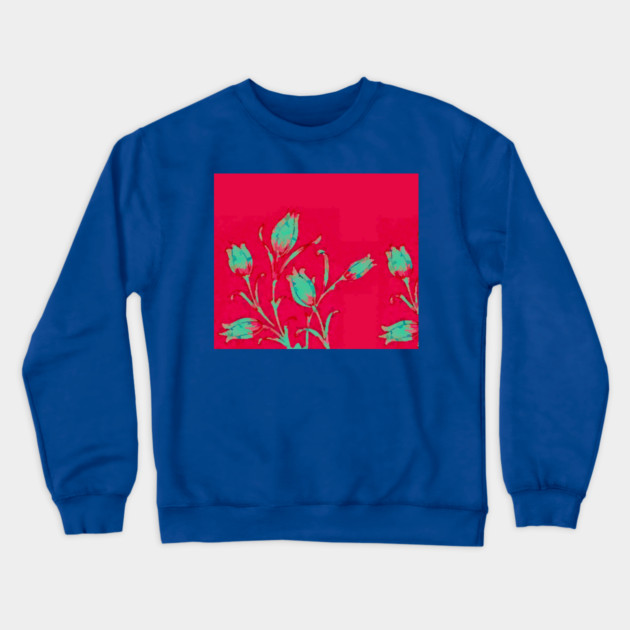 Tulips on Red Crewneck Sweatshirt by DonWillisJrArt