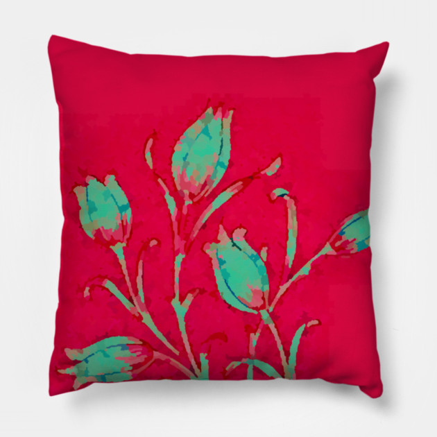 Tulips on Red Pillow by DonWillisJrArt