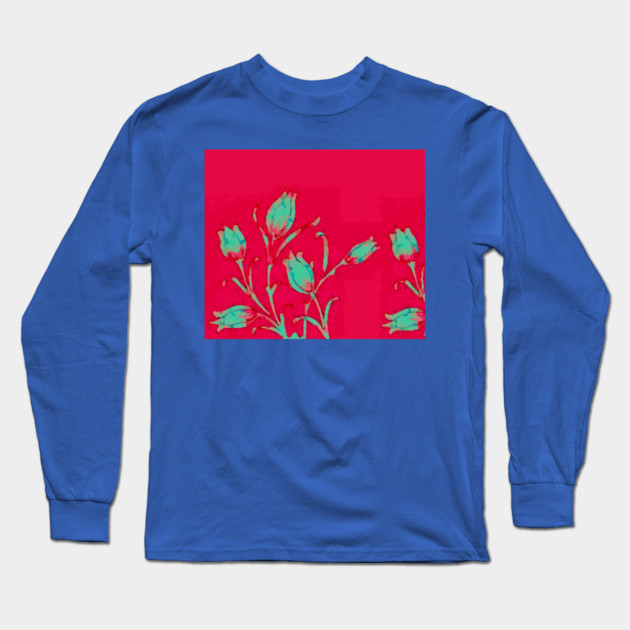 Tulips on Red Long Sleeve T-Shirt by DonWillisJrArt