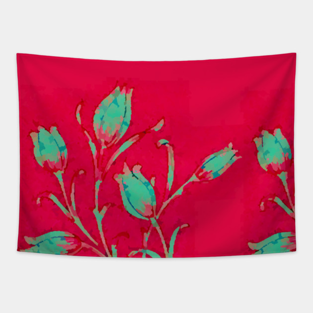 Tulips on Red Tapestry by DonWillisJrArt
