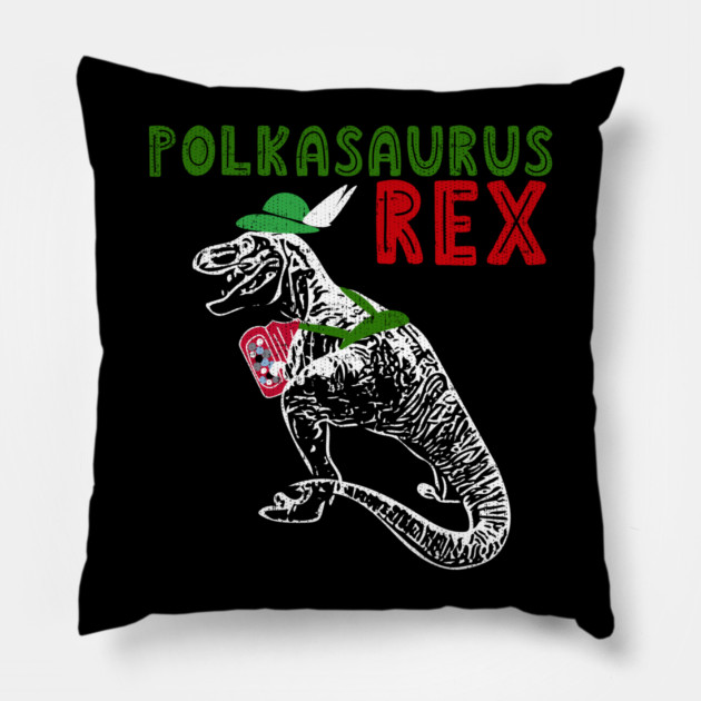 Polkasaurus Rex T-Rex Playing Accordion Pillow by belownormal