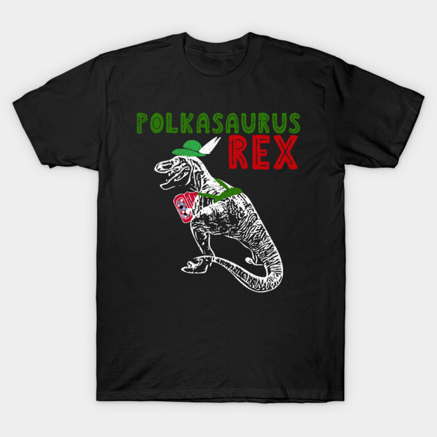 Polkasaurus Rex T-Rex Playing Accordion T-Shirt by belownormal