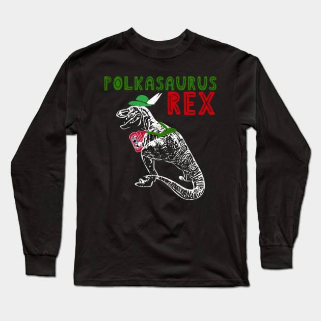 Polkasaurus Rex T-Rex Playing Accordion Long Sleeve T-Shirt by belownormal