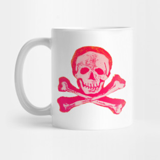 Skull & Crossbones in Sketchy Pink and White Mug