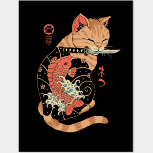 Carp Tattooed Cat Posters and Art