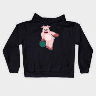 Pig Bowling Bowling ball Kids Hoodie