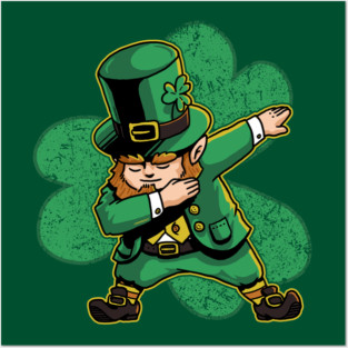 Dabechaun Leprechaun Dabbing St Patricks Day Green Shirt II Posters and Art