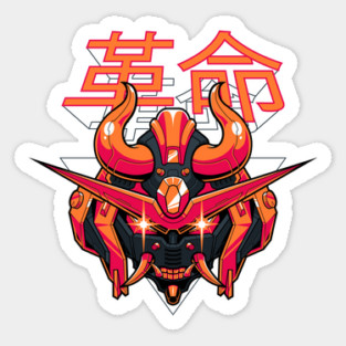 Mecha Oni Horned Mask Sticker