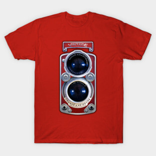 Classic Retro vintage RED chrome double lens camera T-Shirt