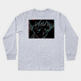 Shinji 3D Glitch Kids Long Sleeve T-Shirt