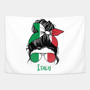 Italian  Girl, Italian  girlfriend, Italy Messy bun, Italia Tapestry