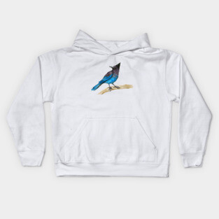 Steller's jay watercolor Kids Hoodie