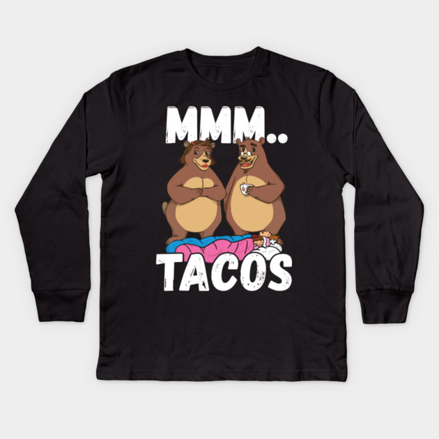 Camping Bears Love Taco Mmm.. Tacos Kids Long Sleeve T-Shirt by belownormal