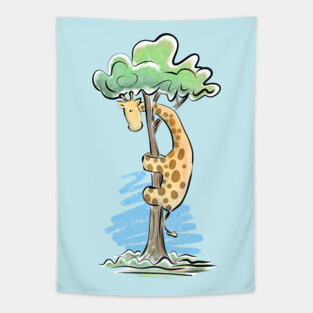 Giraffe in a tree Tapestry