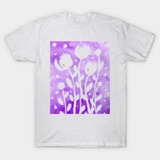 Whimsical watercolor flowers – purple T-Shirt
