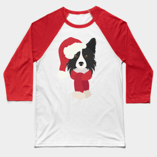 Christmas Border Collie Dog Baseball T-Shirt