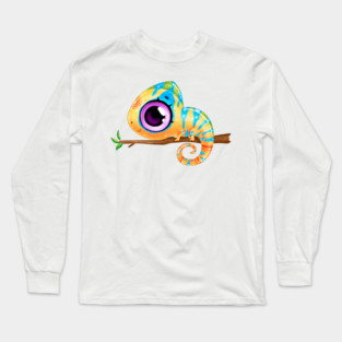 chameleon hand drawn cute Long Sleeve T-Shirt