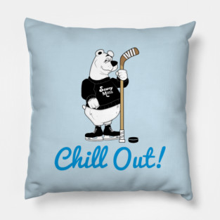 Chill Out! Hockey Polar Bear Pillow