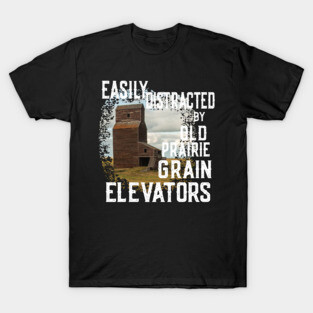 Vintage retro: Easily Distracted by Prairie Grain Elevators T-Shirt