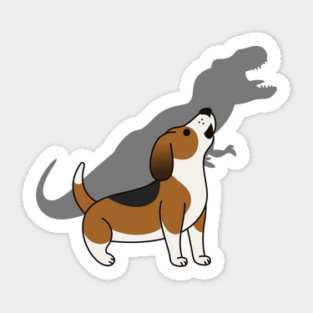 Basset Hound Howling T-Rex Dinosaur Sticker