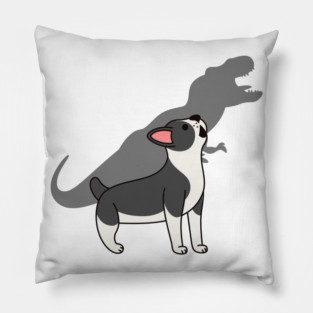 Boston Terrier Howling T-Rex Dinosaur Pillow