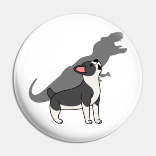 Boston Terrier Howling T-Rex Dinosaur Pin