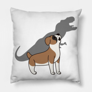 Boxer Dog Howling T-Rex Dinosaur Pillow