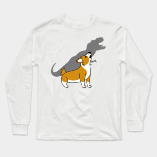 Corgi Howling T-Rex Dinosaur Long Sleeve T-Shirt