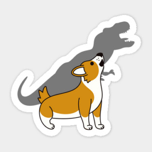 Corgi Howling T-Rex Dinosaur Sticker