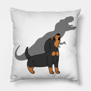 Dachshund Howling T-Rex Dinosaur Pillow