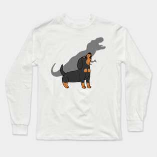 Dachshund Howling T-Rex Dinosaur Long Sleeve T-Shirt