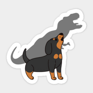 Dachshund Howling T-Rex Dinosaur Sticker