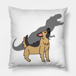 German Shepherd Howling T-Rex Dinosaur Pillow