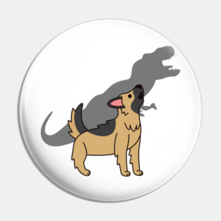 German Shepherd Howling T-Rex Dinosaur Pin
