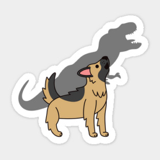 German Shepherd Howling T-Rex Dinosaur Sticker