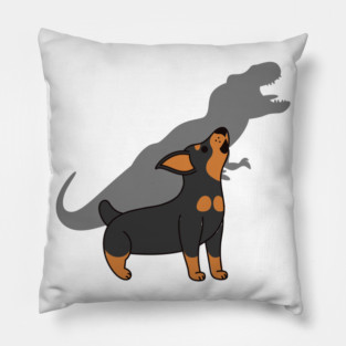 Miniature Pinscher Howling T-Rex Dinosaur Pillow