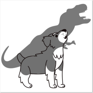 Schnauzer Howling T-Rex Dinosaur Posters and Art