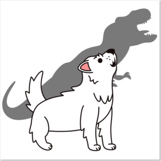 Westie Howling T-Rex Dinosaur Posters and Art