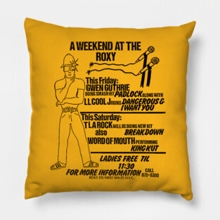 The Roxy \\// 80s Hip Hop Flyer Art Pillow