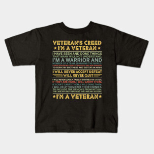 Veteran Creed - arriors Kids T-Shirt