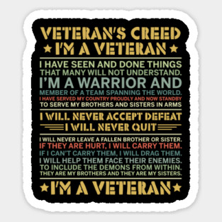 Veteran Creed - arriors Sticker