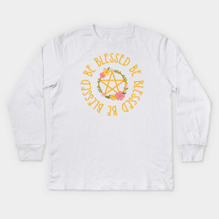Midsummer Floral Pentacle Design Cheeky Witch® Kids Long Sleeve T-Shirt