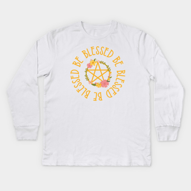 Midsummer Floral Pentacle Design Cheeky Witch® Kids Long Sleeve T-Shirt by Cheeky Witch