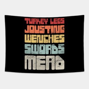 Retro Vintage Renaissance Fair Text Tapestry